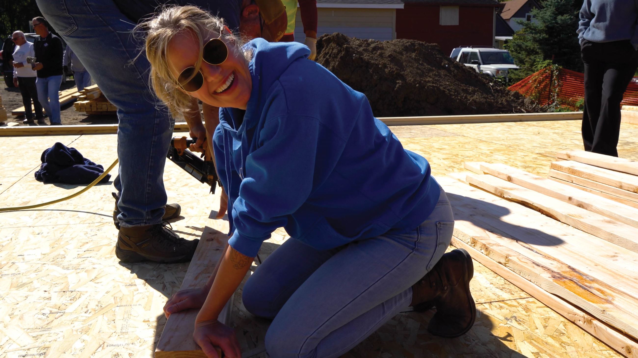 City of Indianola staff volunteers during Habitat for Humanity house project.