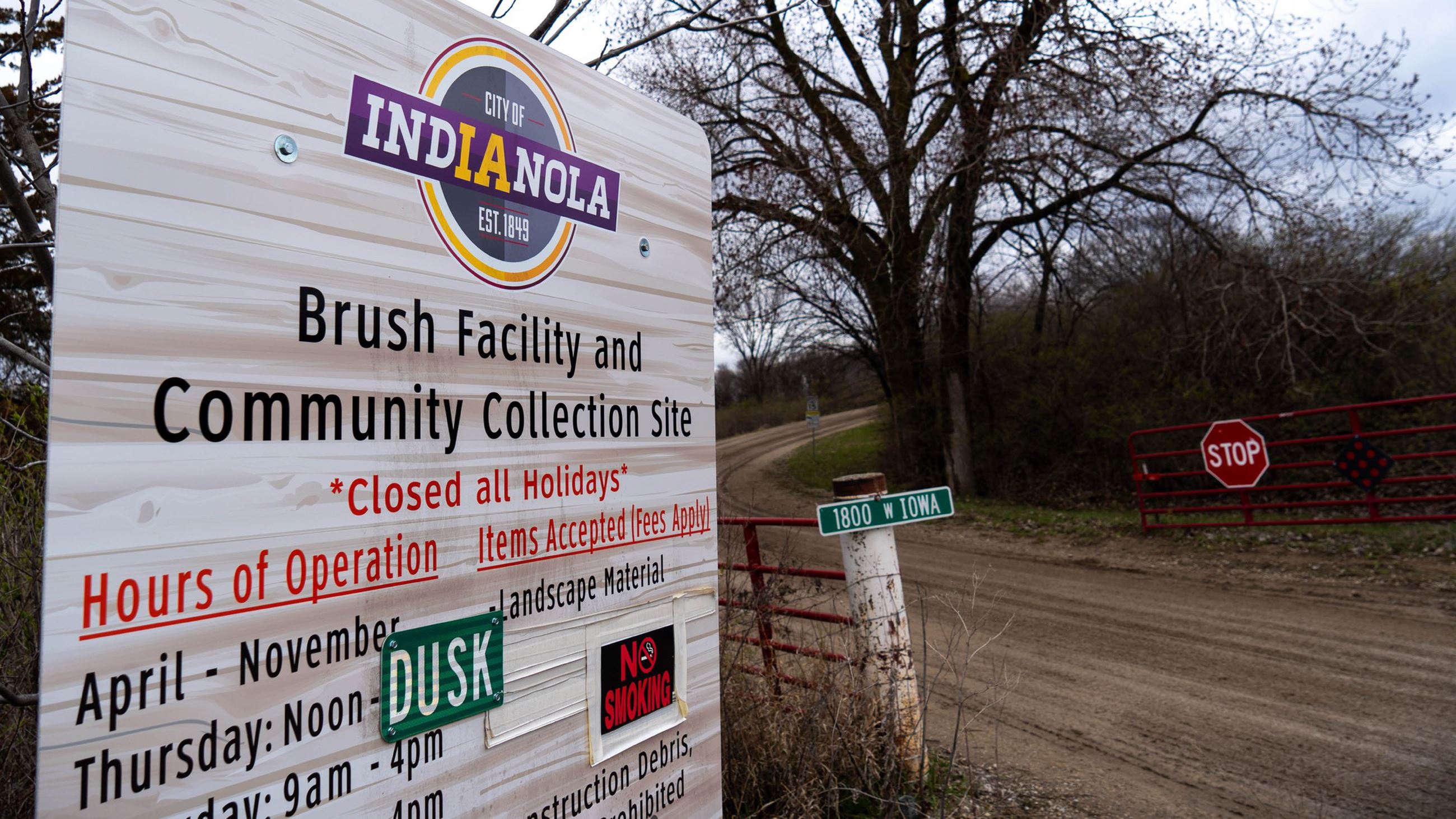 Entrance to the Indianola Brush Facility.