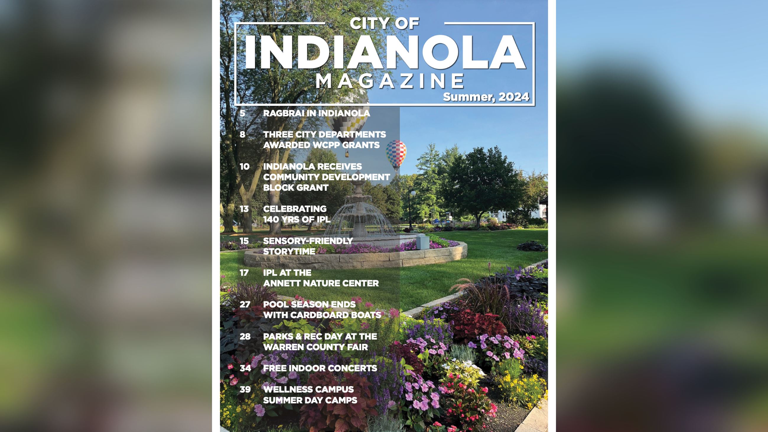 Front cover of the Summer 2024 edition of the City of Indianola Magazine