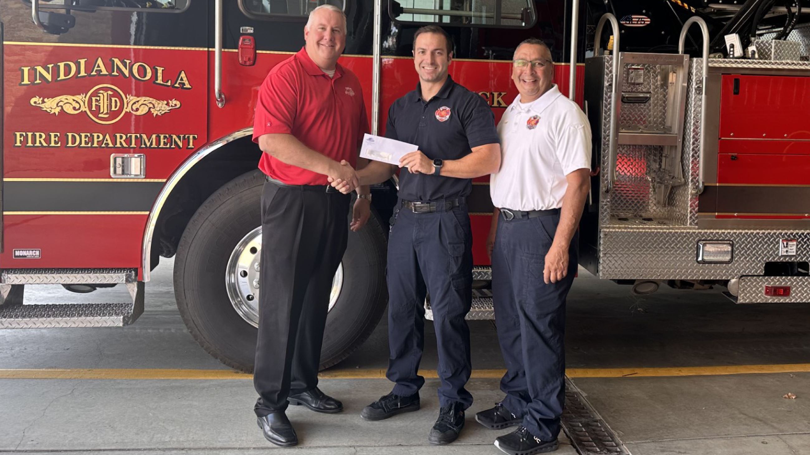 Indianola Fire Department and Prairie Meadows Community Betterment grant Check presentation