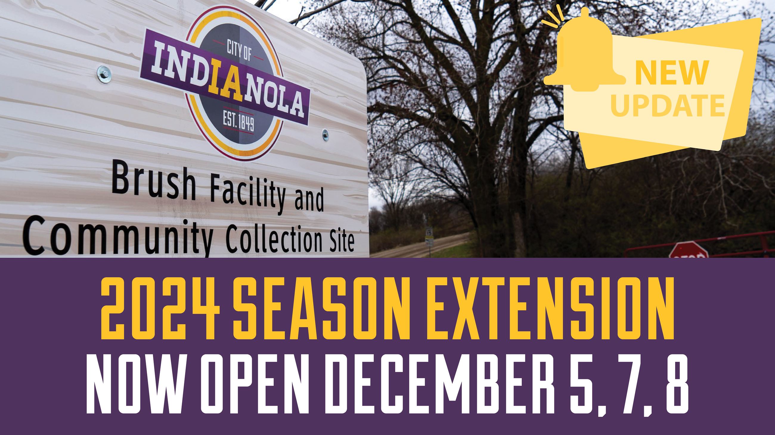 The Indianola Brush Facility will be open on Dec. 5, 7 and 8 as part of the 2024 season extension.