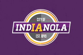City of Indianola logo over a purple background