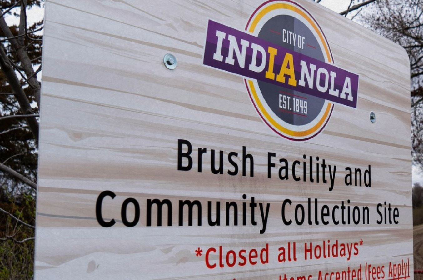 Entrance sign for the Indianola Brush Facility