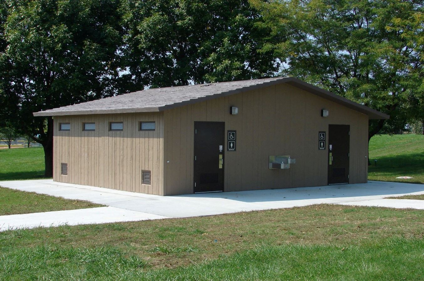 A park restroom building in Pickard Park