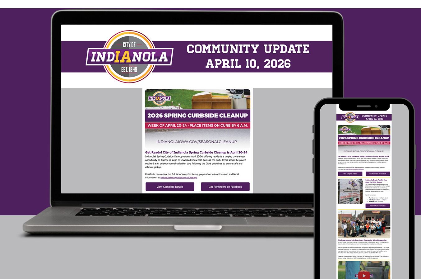 Community Update Teaser Graphic for April 10, 2026, showing newsletter on phone and laptop.