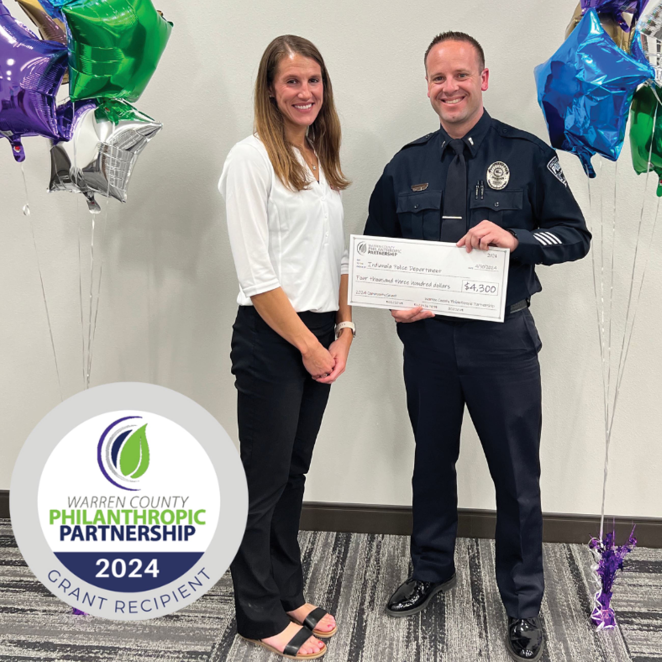 Indianola Police Lt. Justin Keller earns a $4,300 grant award from WCPP on Tuesday, April 30, 2024