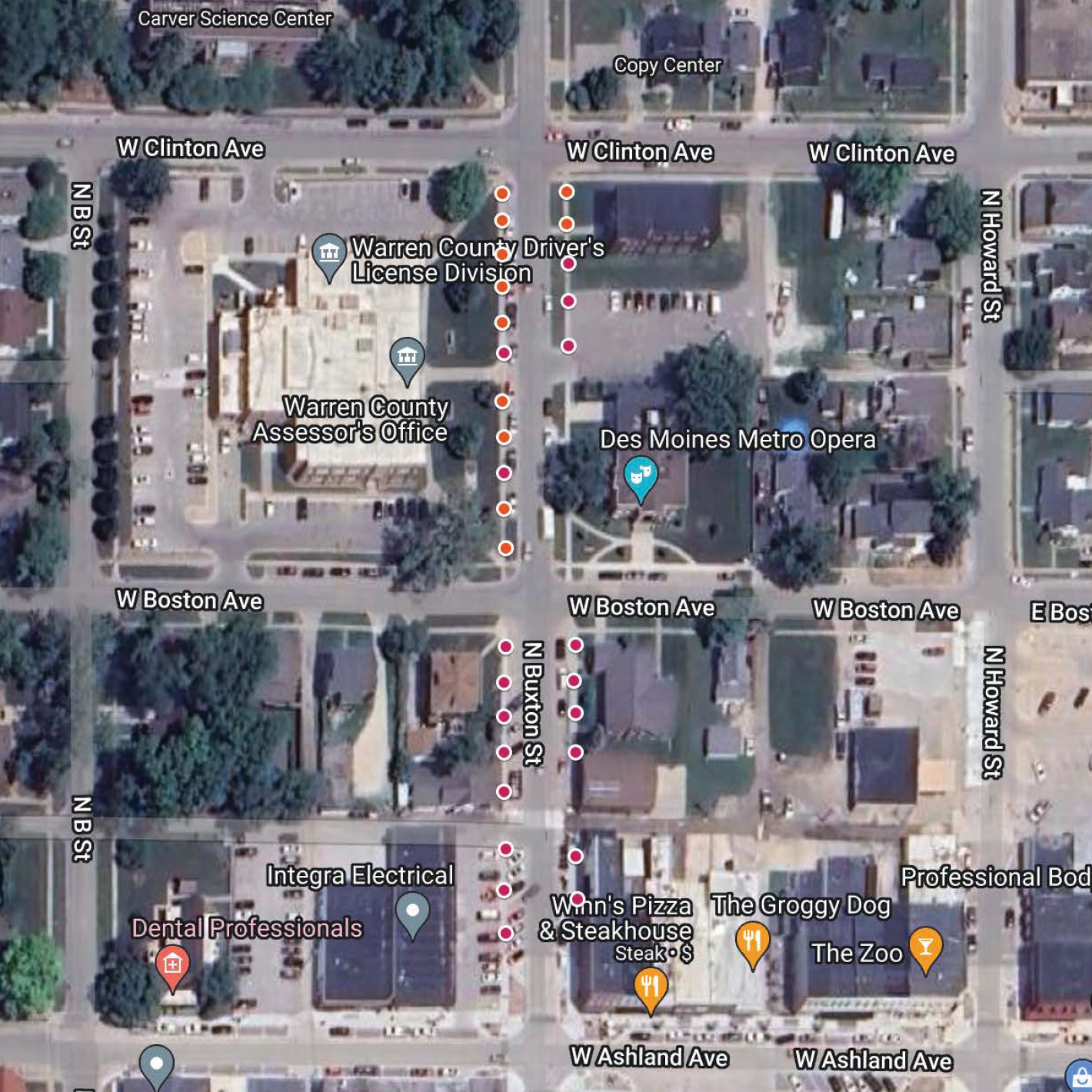 Installation map for art sculptures for the Wonder on Buxton project.