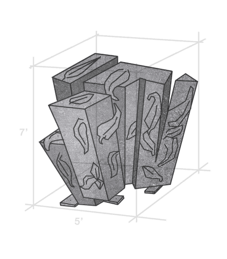 A rendering of the Leafy W sculpture as part of the Wonder on Buxton Project.